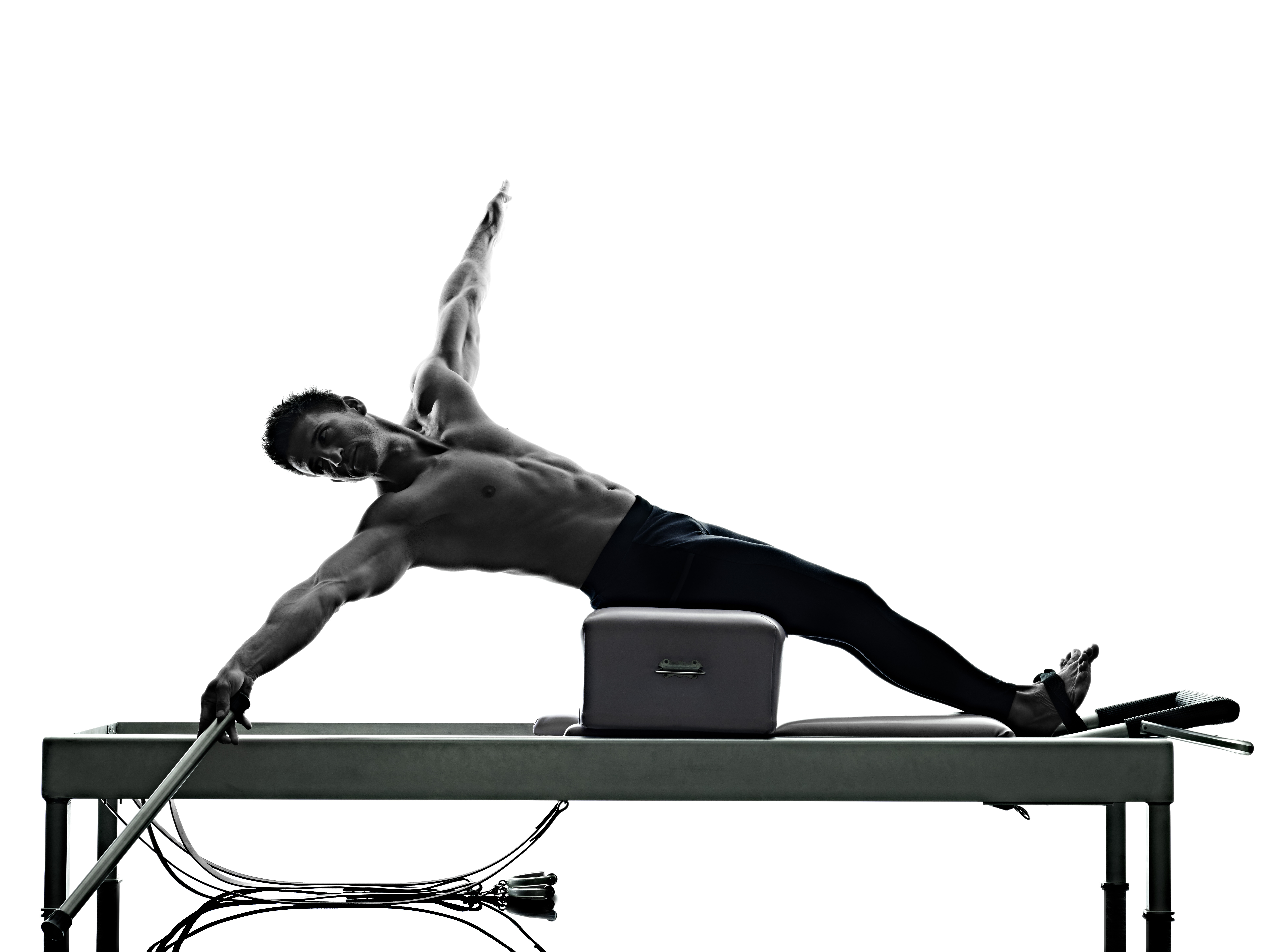 man pilates reformer exercises fitness isolated